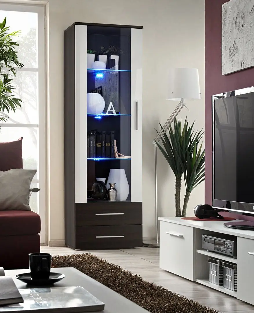 Vitrina ASM Neo I EMEMWH N1 (White Gloss/Wenge) - 2