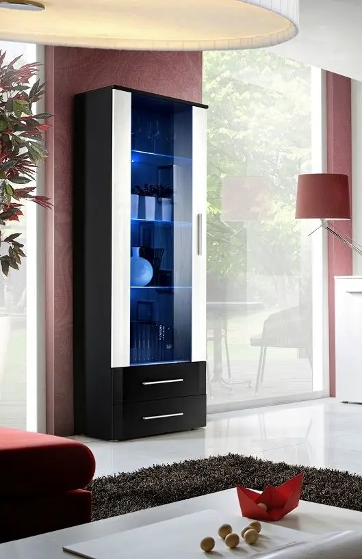Vitrina ASM Neo I ZWHS N1 (White Gloss/Black Gloss/Black Matt) - 2