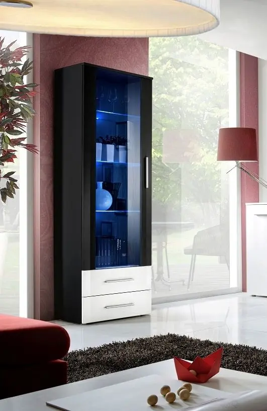 Vitrina ASM Neo I ZWHS N1 (White Gloss/Black Gloss/Black Matt) - 2
