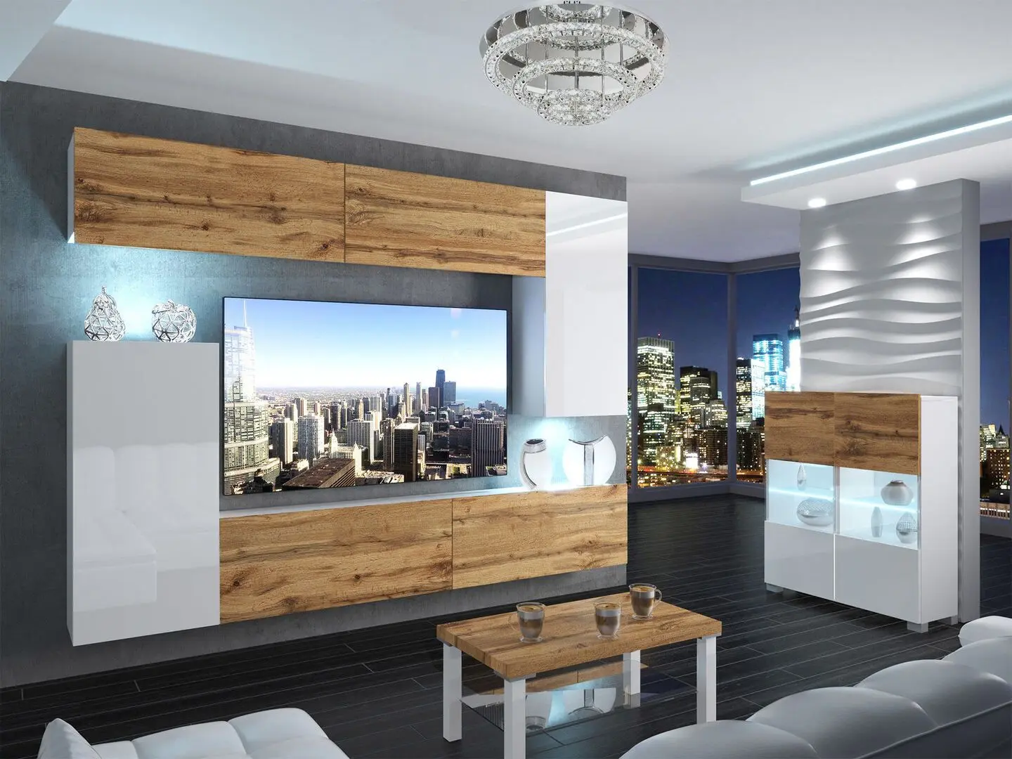 Tumba Belini Imperium IMP KOM1/0/W/DWW/0/0 (Wotan Oak/White High Gloss)