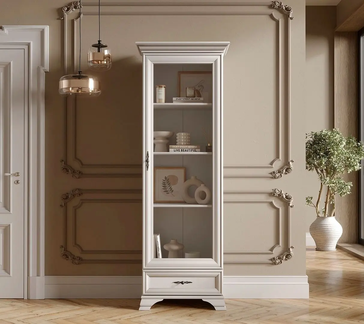 Vitrina Gerbor Kentuki REG1W1S(N) (Alpine White)