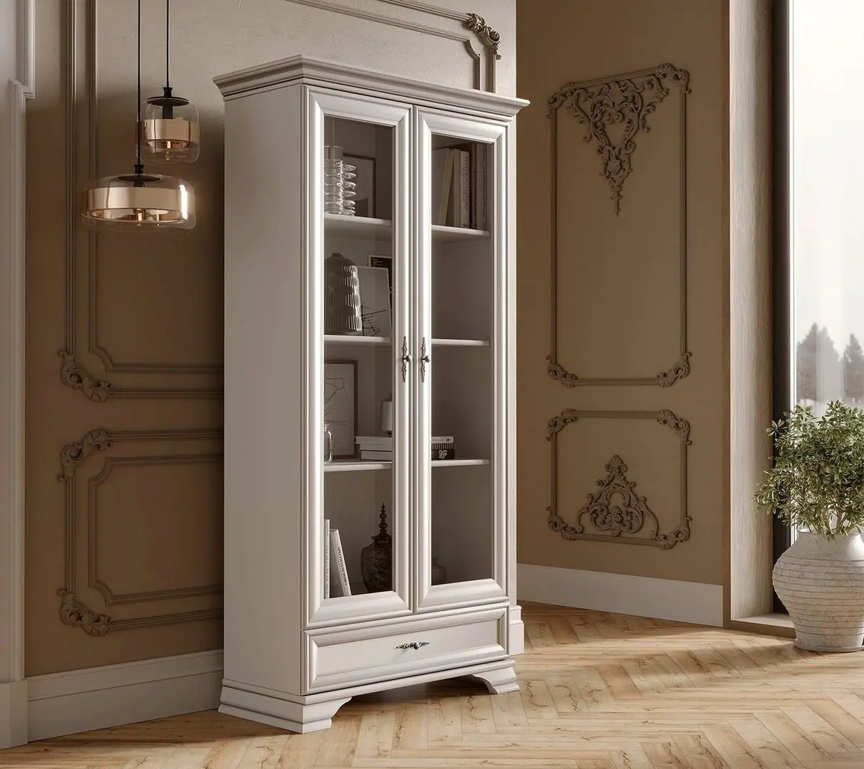 Витрина Gerbor Kentuki REG2W1S(N) (Белый Альпийский)