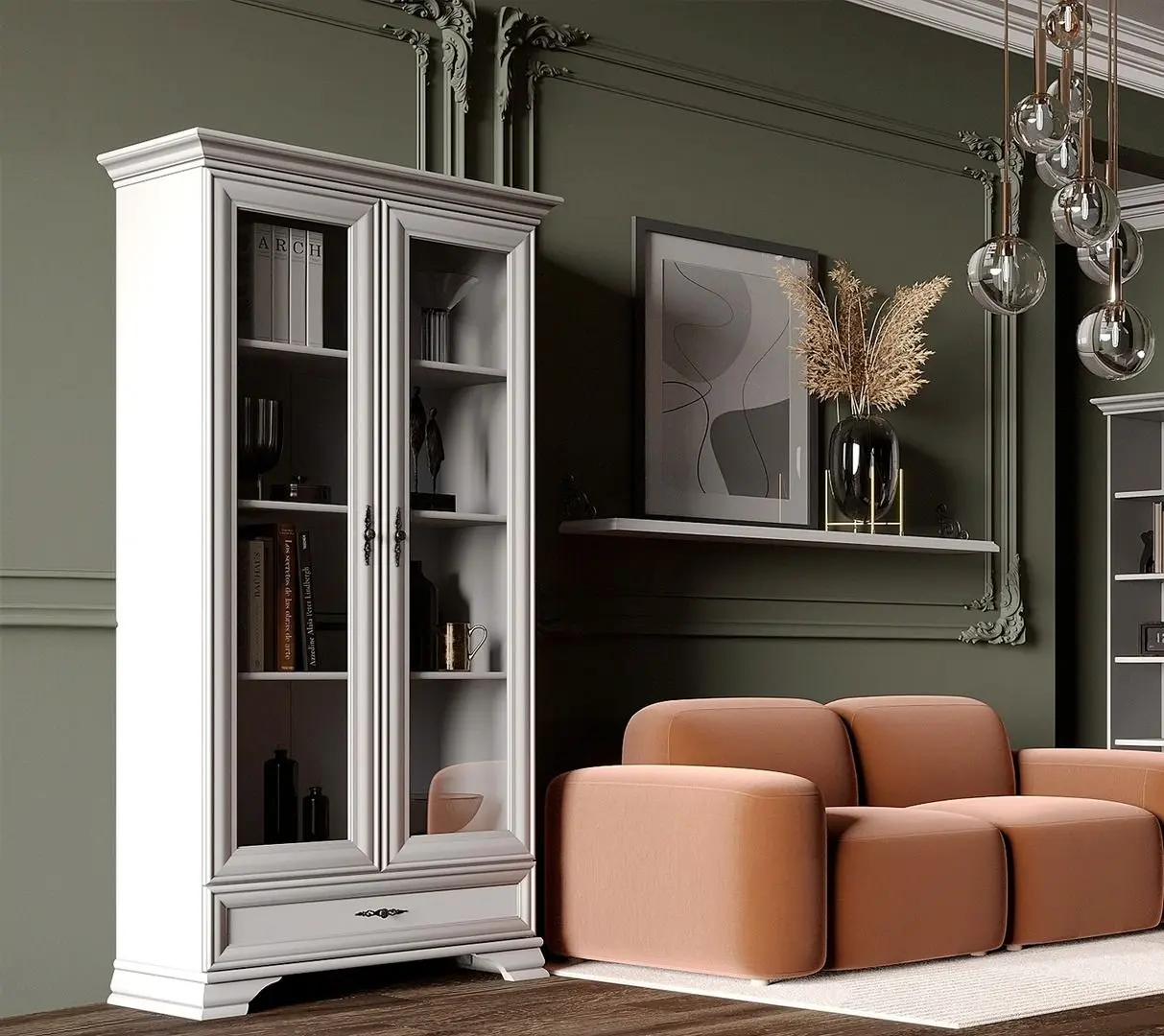 Витрина Gerbor Kentuki REG2W1S(N) (Белый Альпийский)