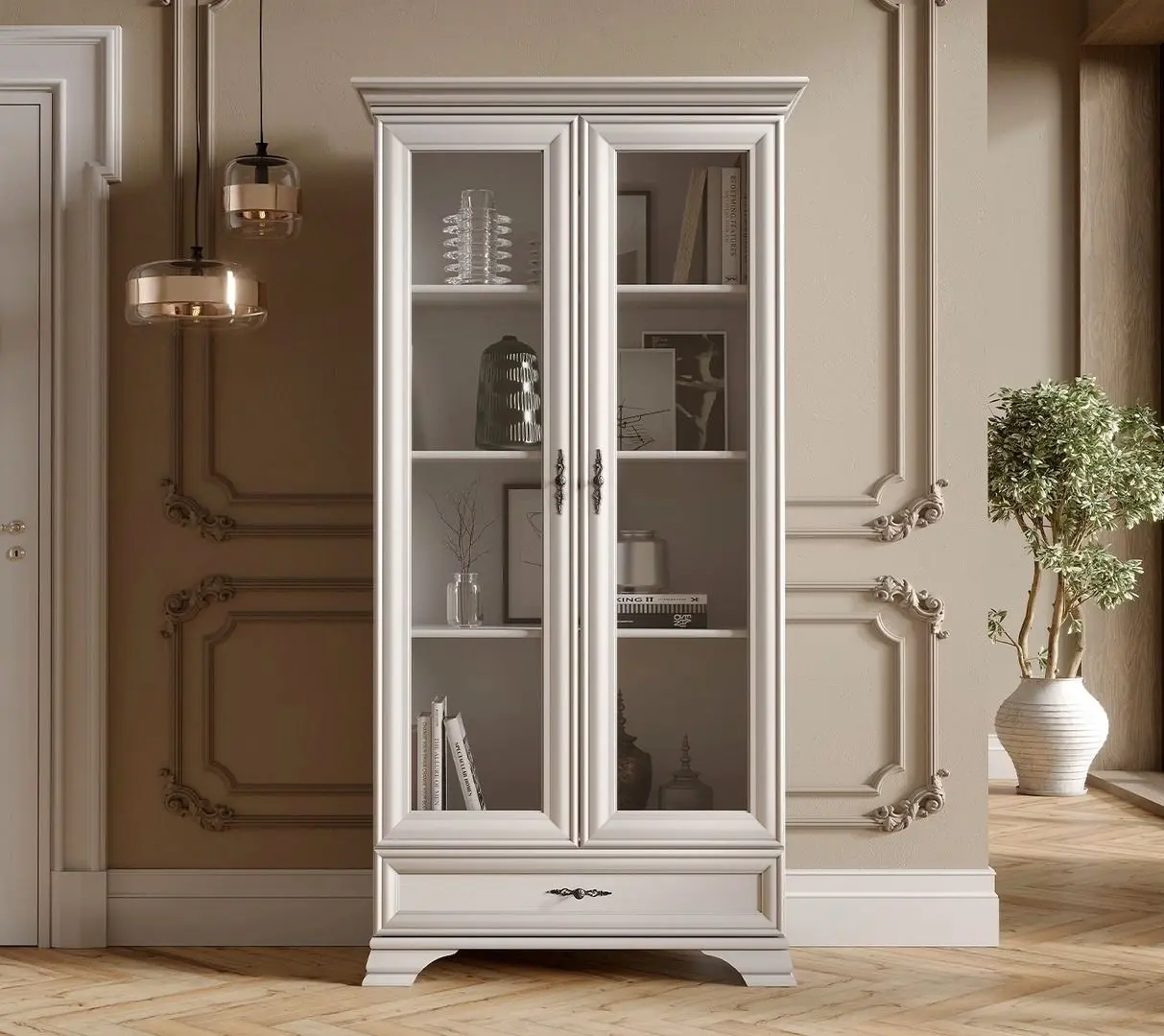 Витрина Gerbor Kentuki REG2W1S(N) (Белый Альпийский)