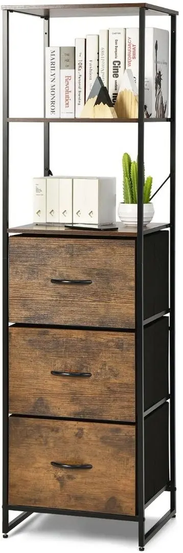 Penal-vitrina Costway JZ10067CF (Rustic Brown) - 4