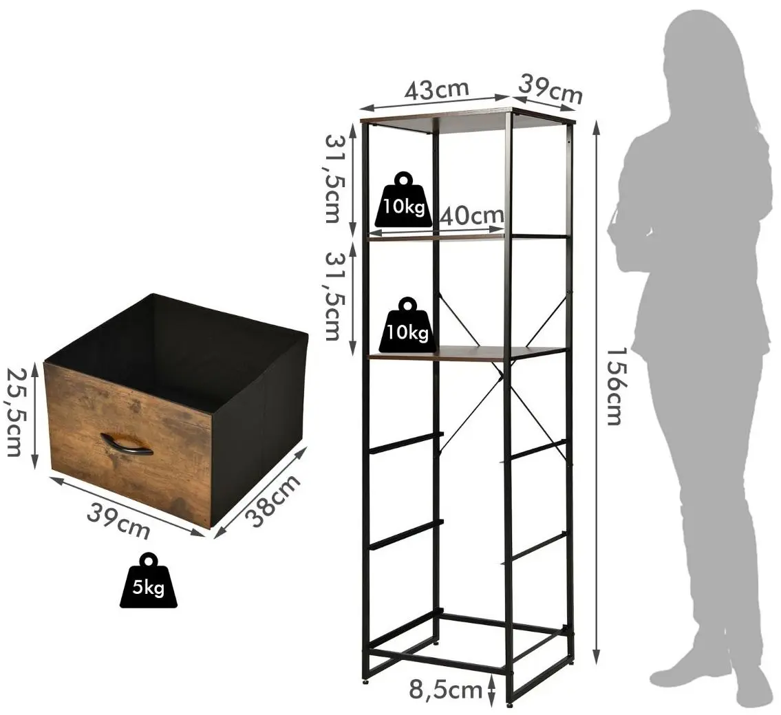 Penal-vitrina Costway JZ10067CF (Rustic Brown) - 6