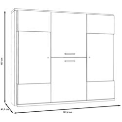 Vitrina Fortuna Alcano 181.4x157x41.1 (Bianco Oak/Basalt) Thumb