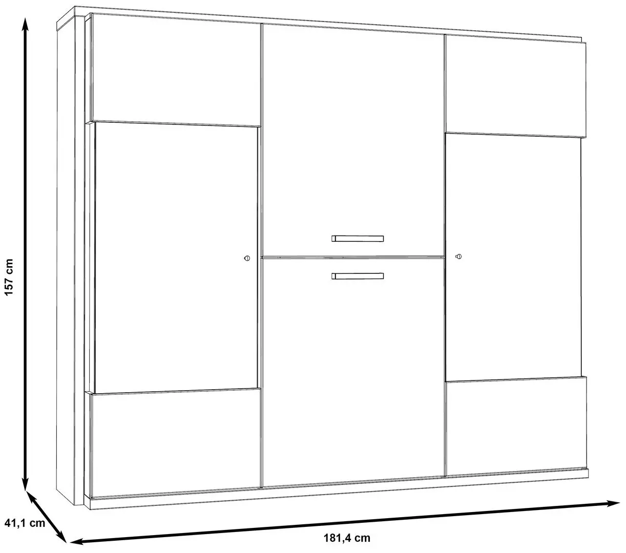 Vitrina Fortuna Alcano 181.4x157x41.1 (Bianco Oak/Basalt)