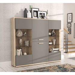 Витрина Fortuna Alcano 181.4x157x41.1 (Bianco Oak/Basalt)