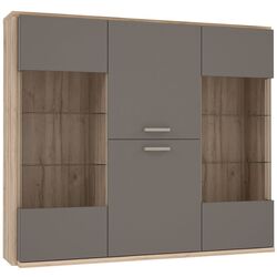 Vitrina Fortuna Alcano 181.4x157x41.1 (Bianco Oak/Basalt) Thumb