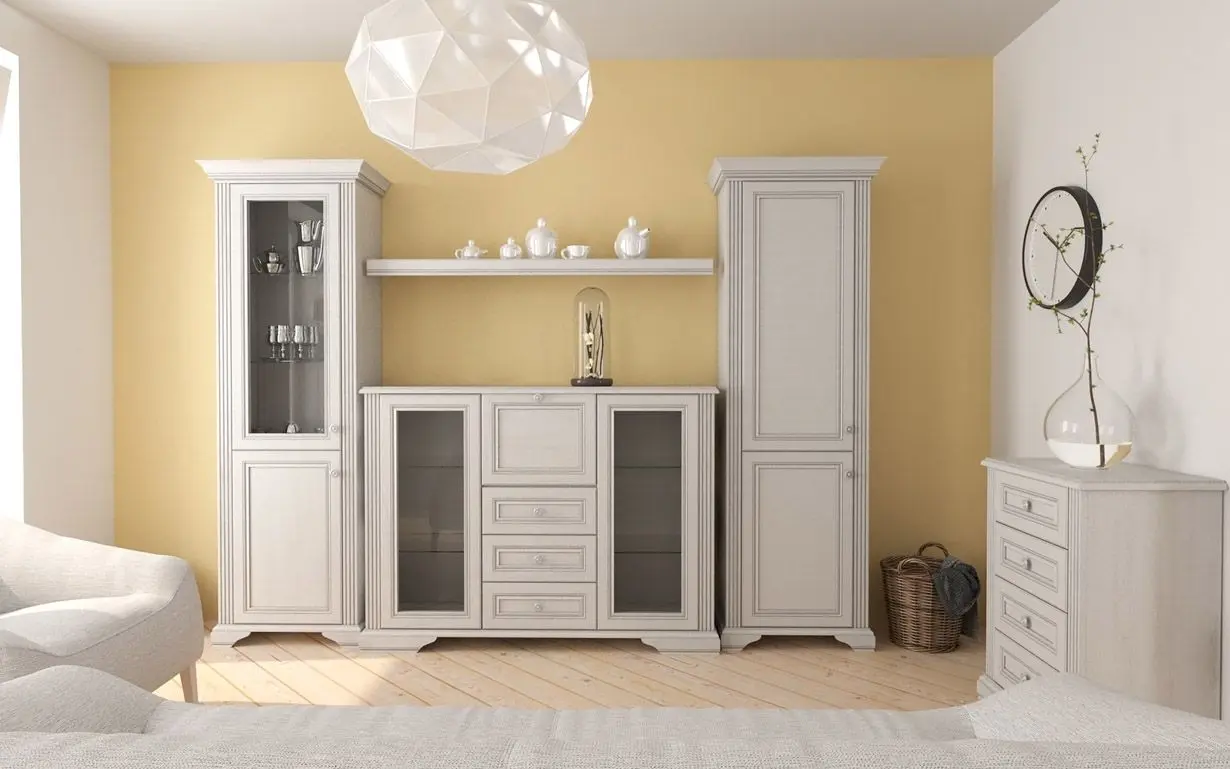 Vitrina Gerbor White 1D1W (Snow Ash/Silver Pine)