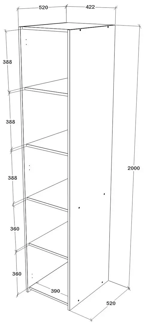 Пенал Haaus Malmo 1D с полками 200x52 (Anthracite/White Oak)