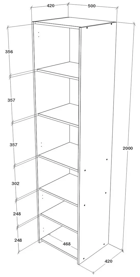 Пенал Haaus Malmo 2D 200x50 cm (White Oak/Anthracite)
