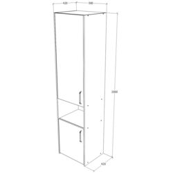 Пенал Haaus Malmo 2D 200x50 cm (White Oak/Anthracite) Thumb