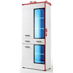 Dulap-vitrina Halmar Lauren WIT/SV (White/White Gloss) Thumb