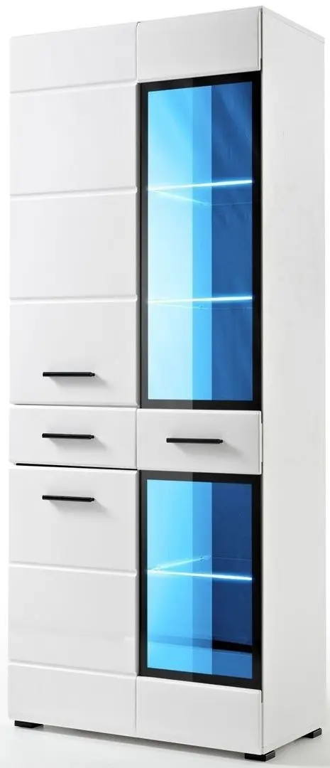 Dulap-vitrina Halmar Lauren WIT/SV (White/White Gloss)