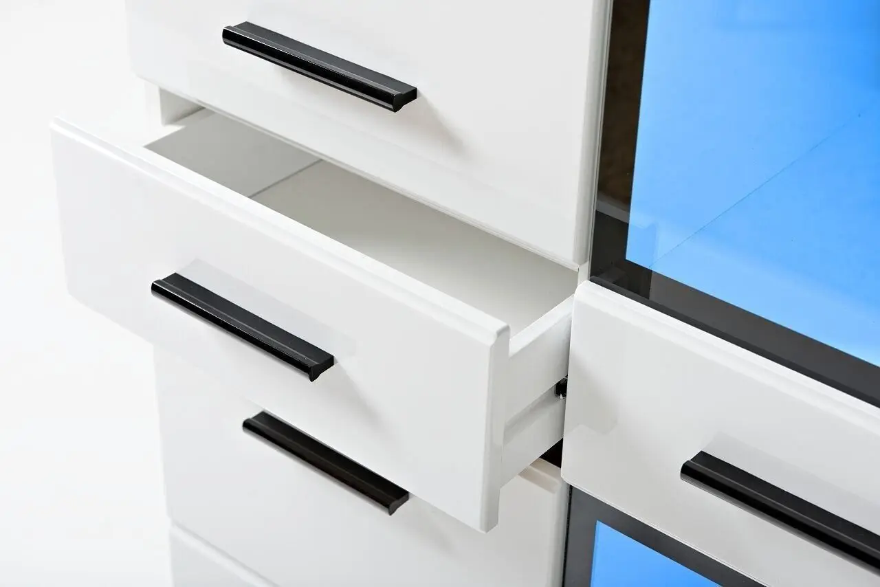 Dulap-vitrina Halmar Lauren WIT/SV (White/White Gloss)