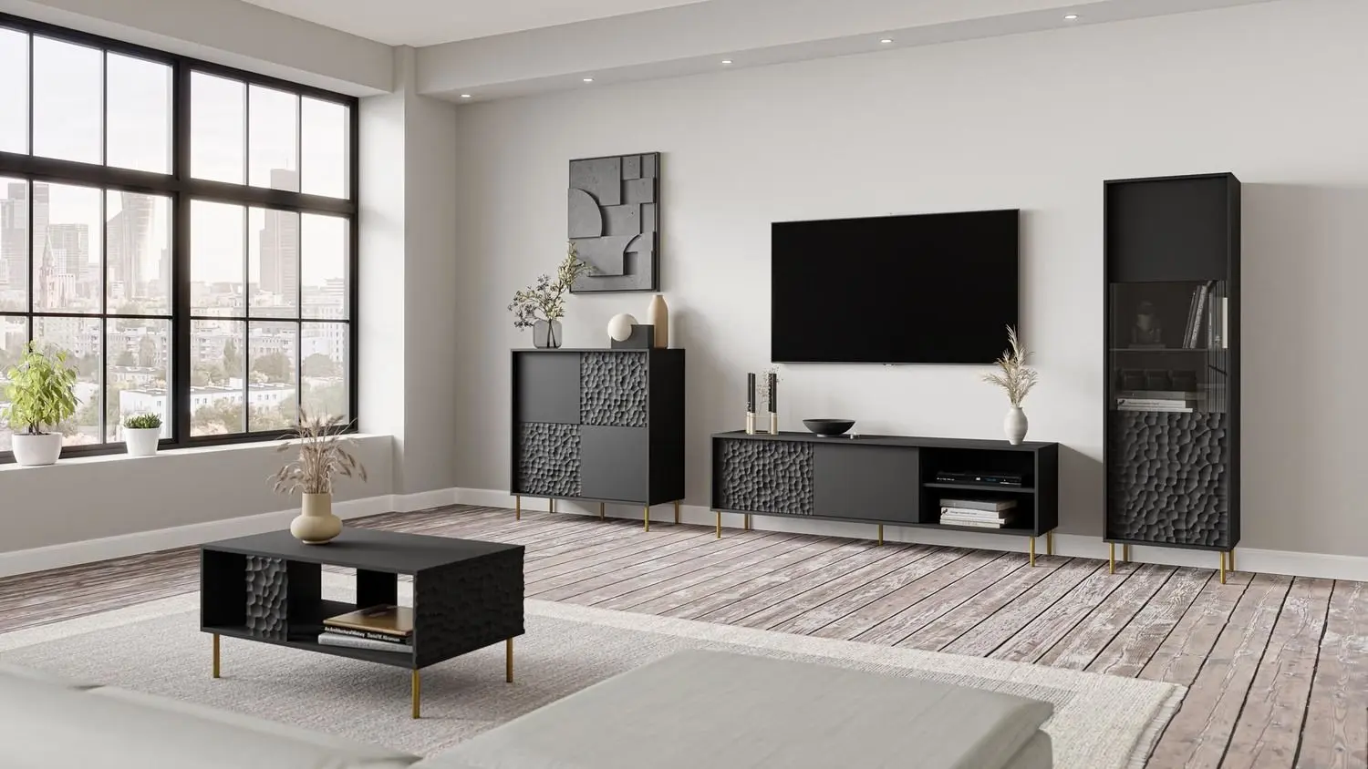 Vitrina Halmar Bullet W-1 (Black/Gold)