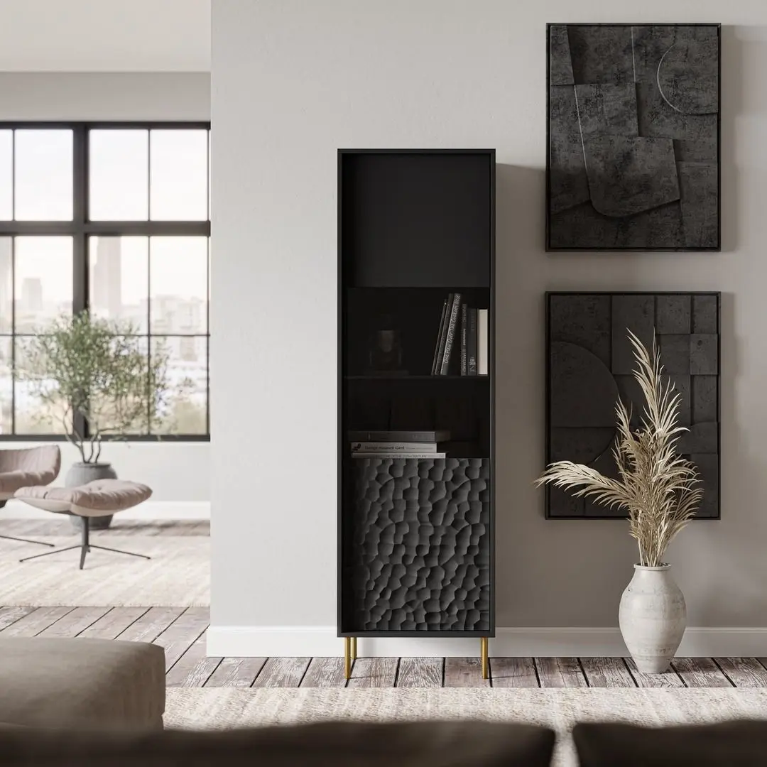 Vitrina Halmar Bullet W-1 (Black/Gold)