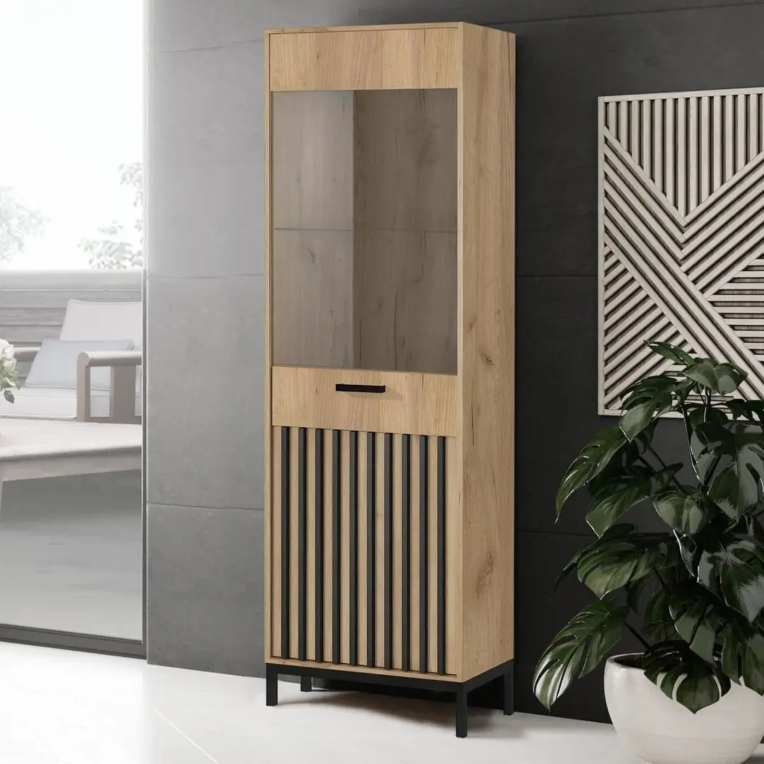 Vitrina Halmar Lamino W-1 (Craft Oak/Black)