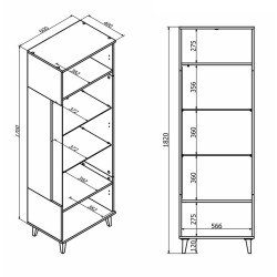 Витрина Halmar Random 2 W-1 (Cashmere /Walnut) Thumb