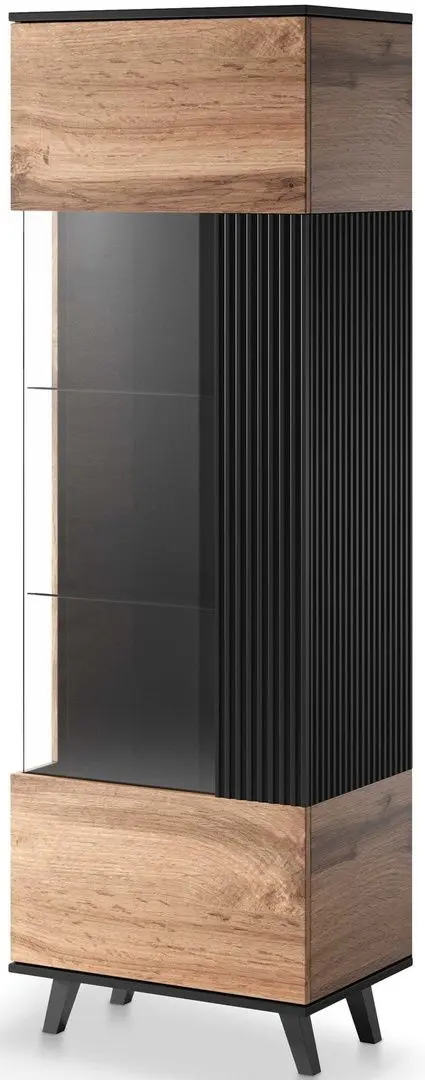 Vitrina Halmar Random W-1 (Wotan Oak/Black)