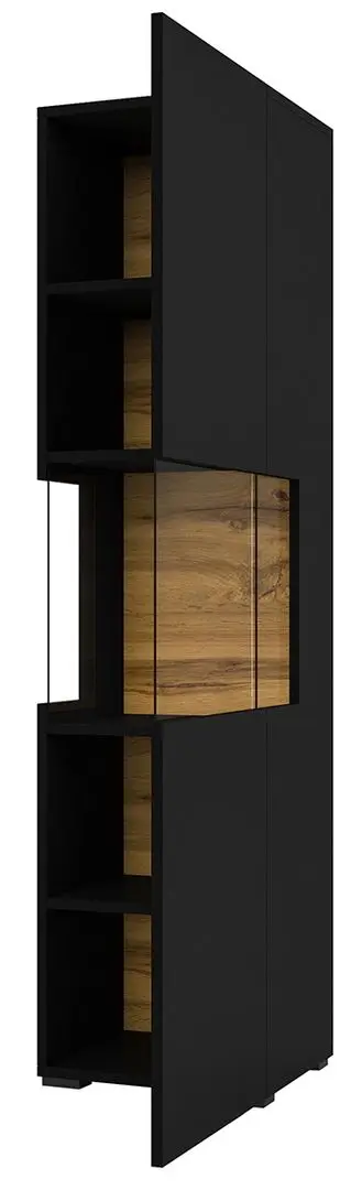 Penal-vitrina Helvetia Ava №05 1D (Black/Wotan Oak)