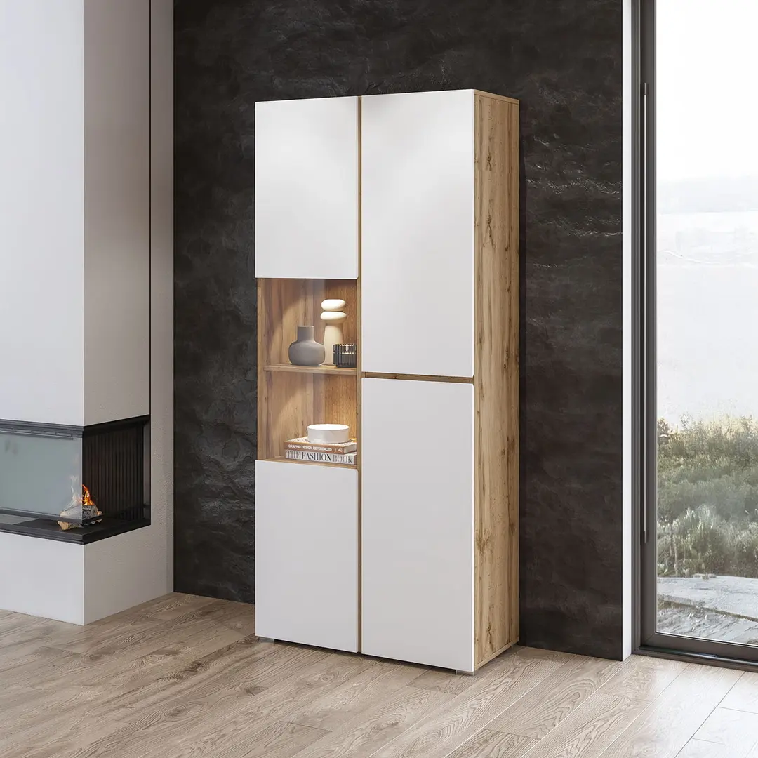 Витрина Helvetia Cross 24N9MY12 3D (Wotan Oak/White)