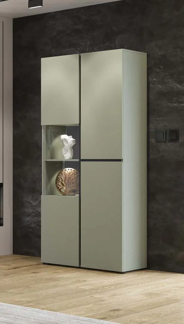 Vitrina Helvetia Cross 3D 79 cm (Pine/Green/Black)