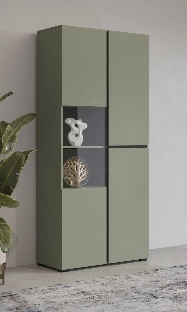 Vitrina Helvetia Cross 3D 79 cm (Pine/Green/Black)