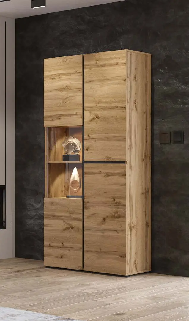 Витрина Helvetia Cross 3D 79 cm (Wotan Oak/Black)