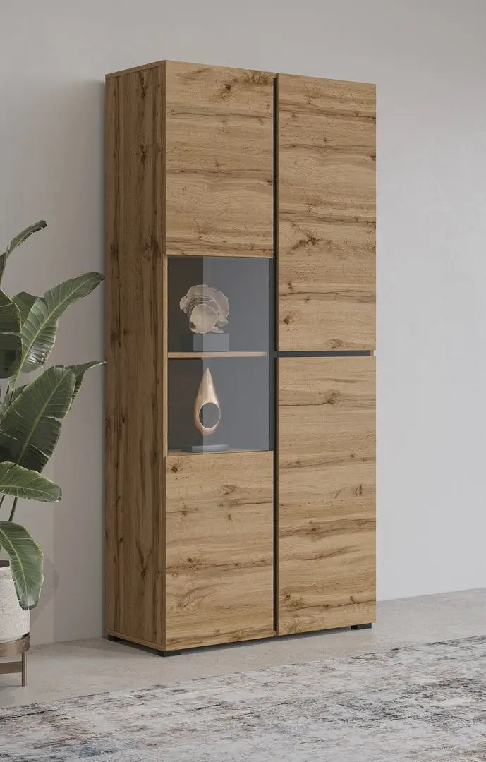 Витрина Helvetia Cross 3D 79 cm (Wotan Oak/Black)