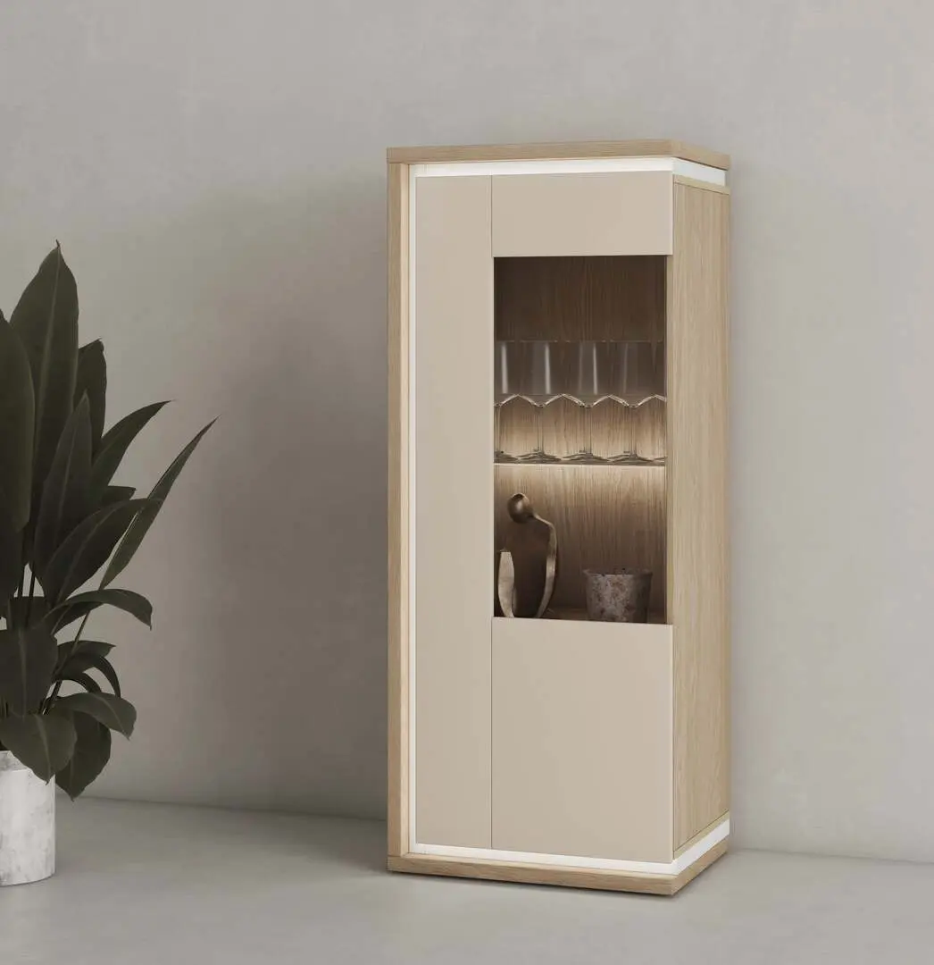 Vitrina Helvetia Dore R 1D (Oiled Oak/Cashmere)