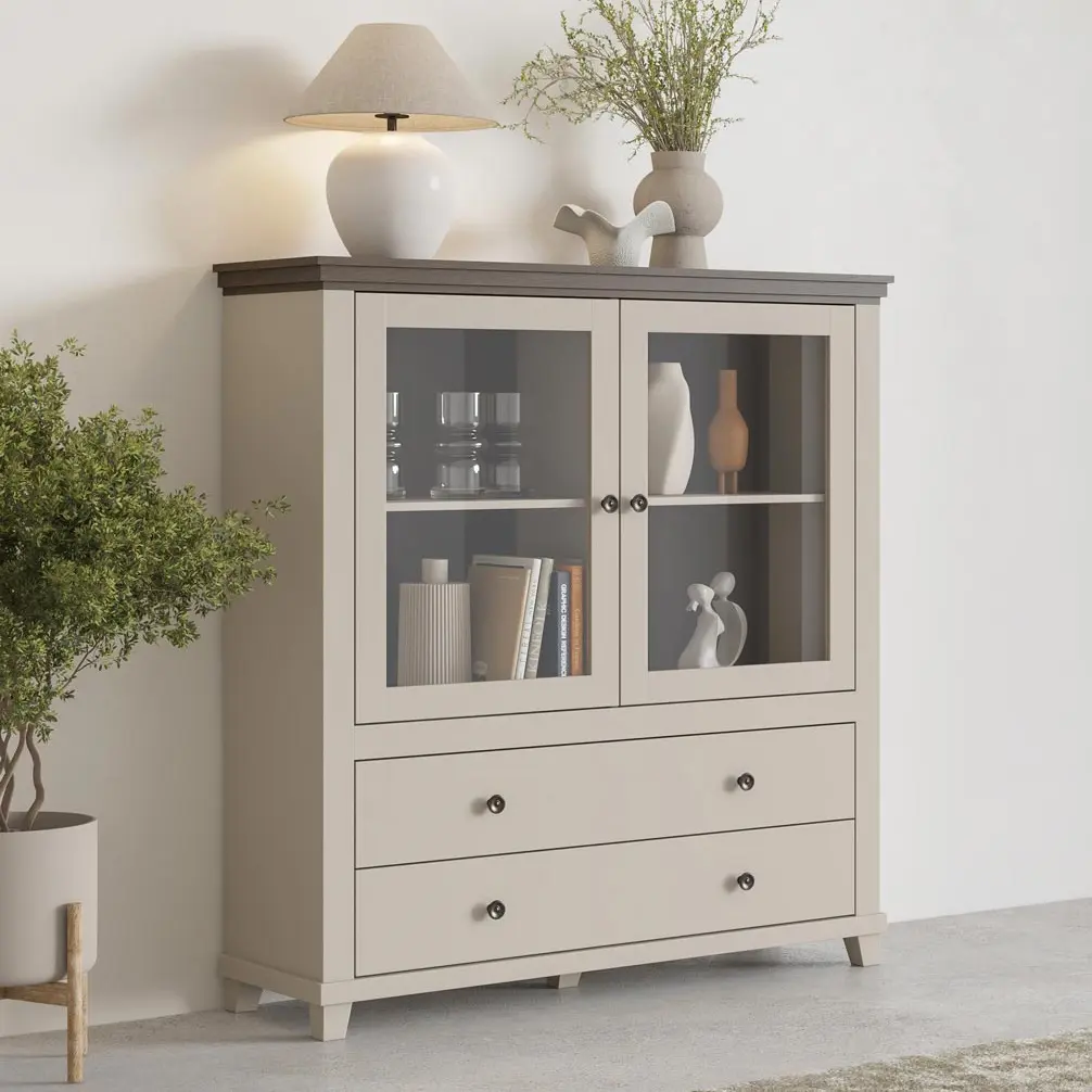 Vitrina Helvetia Evora 24D1JU46 (Light Beige/Dunin Oak)