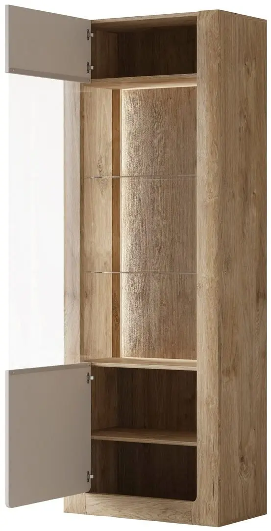 Vitrina Helvetia Kasai 1D (Gold Oak/Cashmere)