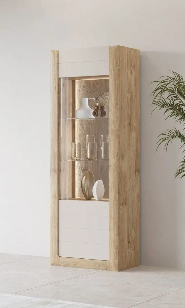 Vitrina Helvetia Kasai 1D (Gold Oak/Cashmere)