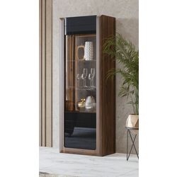 Витрина Helvetia Kasai 1D (Walnut/Black Gloss)