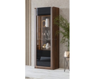 Витрина Helvetia Kasai 1D (Walnut/Black Gloss)