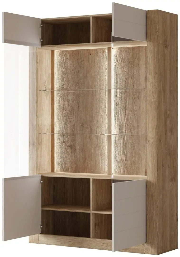 Vitrina Helvetia Kasai 2D (Gold Oak/Cashmere)