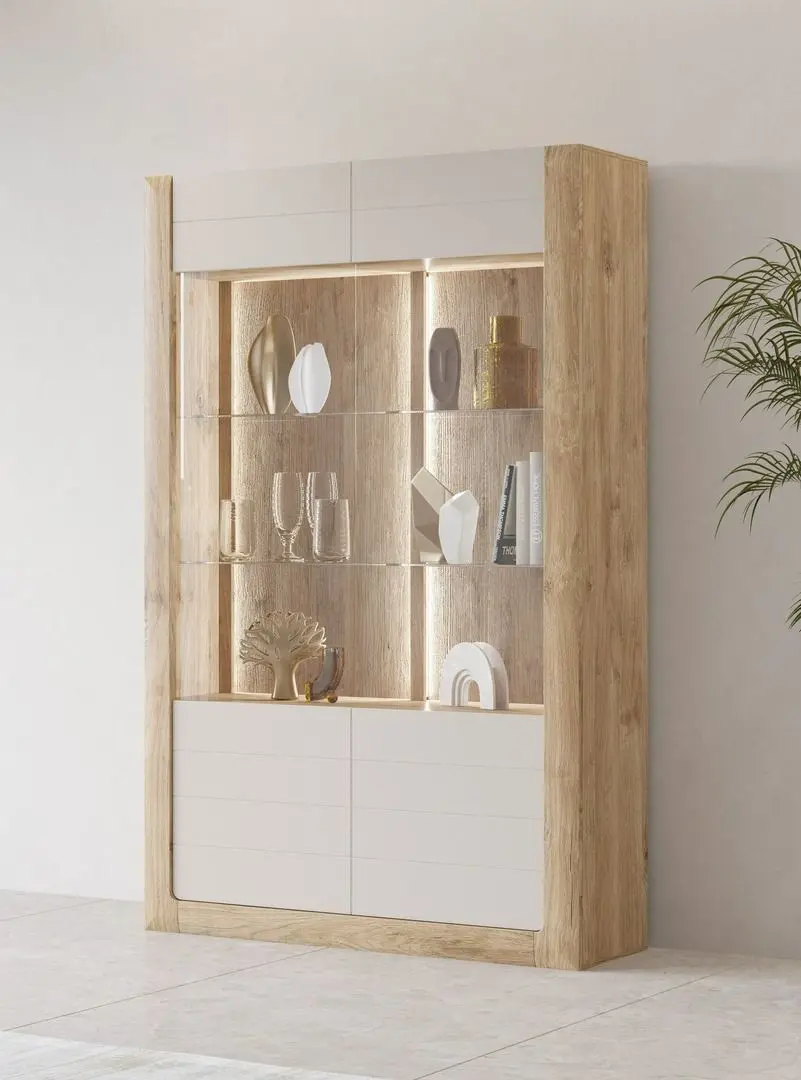 Vitrina Helvetia Kasai 2D (Gold Oak/Cashmere)