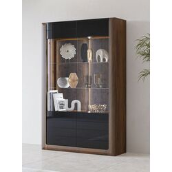 Витрина Helvetia Kasai 2D (Walnut/Black Gloss)