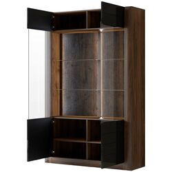 Vitrina Helvetia Kasai 2D (Walnut/Black Gloss) Thumb