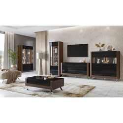 Vitrina Helvetia Kasai 2D (Walnut/Black Gloss) Thumb