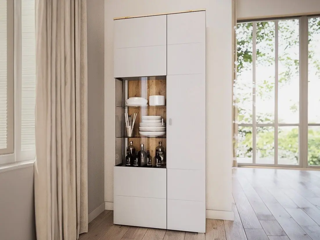 Vitrina Helvetia Sambuca 2D 90 cm (Evoke Oak/Grey)