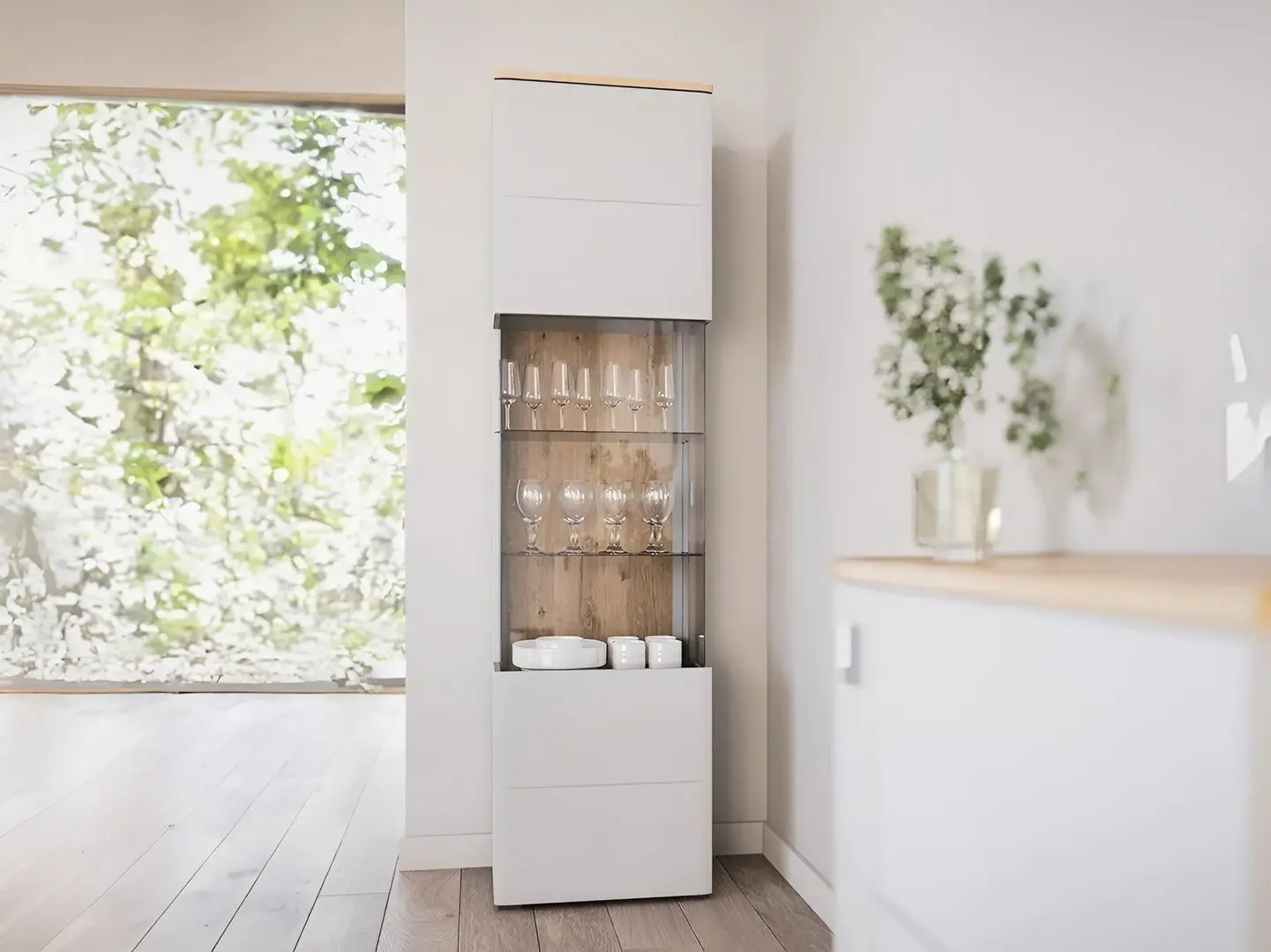 Vitrina Helvetia Sambuca R/L 1D 55 cm (Evoke Oak/Grey)