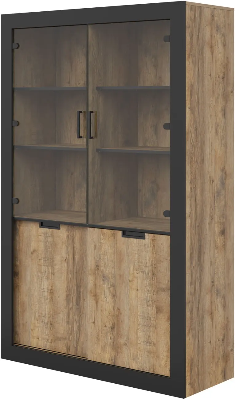 Витрина Helvetia Tudor 24WSNZ12 4D (Samdal Oak/Black Matte)