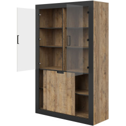 Витрина Helvetia Tudor 24WSNZ12 4D (Samdal Oak/Black Matte) Thumb