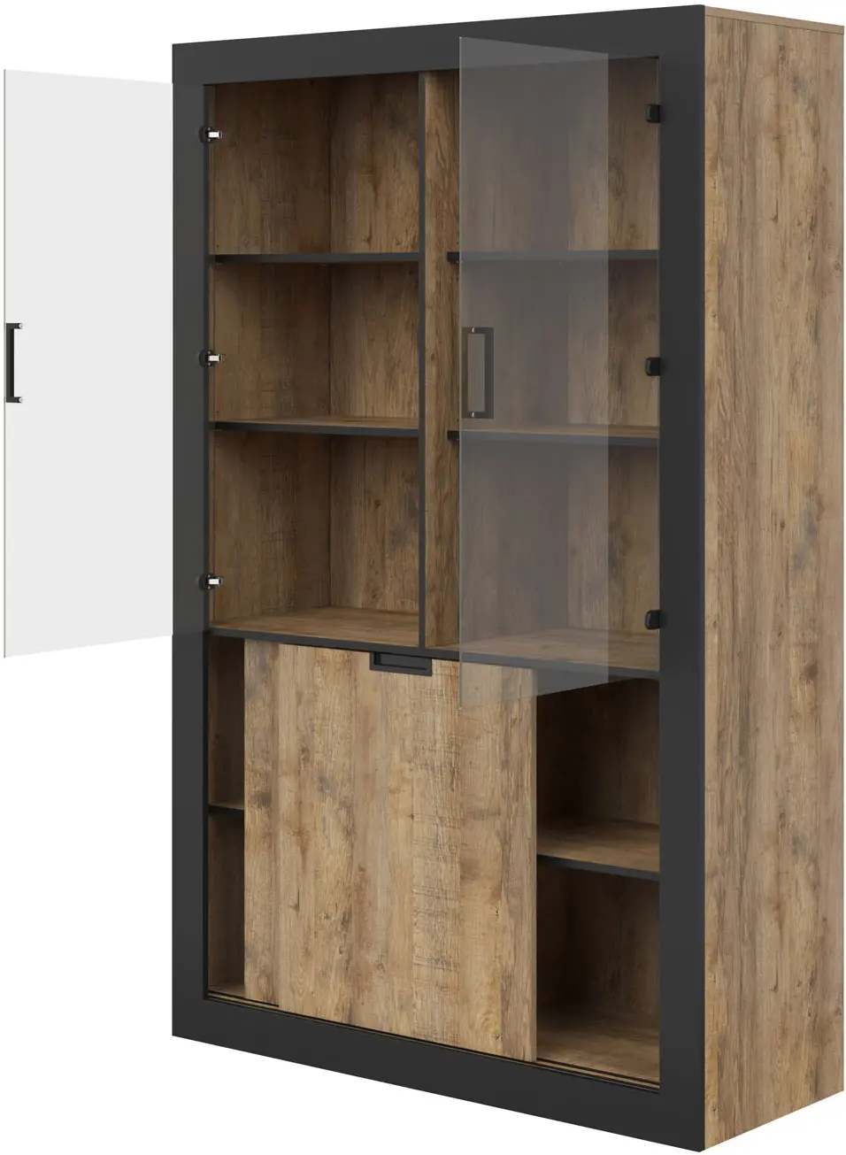 Витрина Helvetia Tudor 24WSNZ12 4D (Samdal Oak/Black Matte)