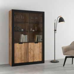 Витрина Helvetia Tudor 24WSNZ12 4D (Samdal Oak/Black Matte) Thumb