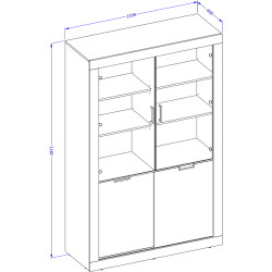 Витрина Helvetia Tudor 24WSNZ12 4D (Samdal Oak/Black Matte) Thumb